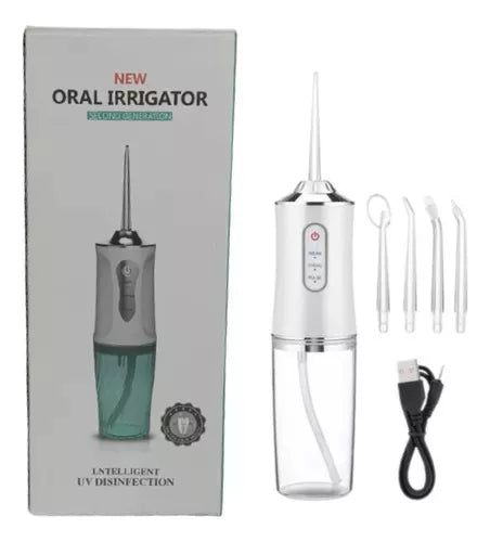 Irrigador Oral™ Dental Portátil Recargable USB 4 Boquillas Limpieza Profunda Encías y Dientes