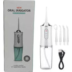 Irrigador Oral™ Dental Portátil Recargable USB 4 Boquillas Limpieza Profunda Encías y Dientes