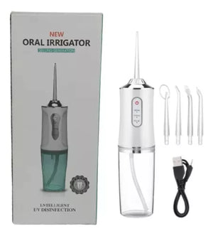 Irrigador Oral™ Dental Portátil Recargable USB 4 Boquillas Limpieza Profunda Encías y Dientes