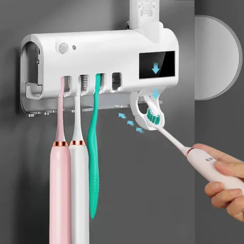 soporte para Cepillo con esterilizador UV + dispensador auto de pasta